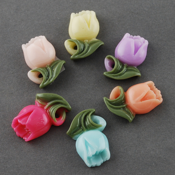 

PandaHall Resin Cabochons, Flower, for Valentine's Day, Mixed Color, 20x14x6mm Resin Flower Multicolor