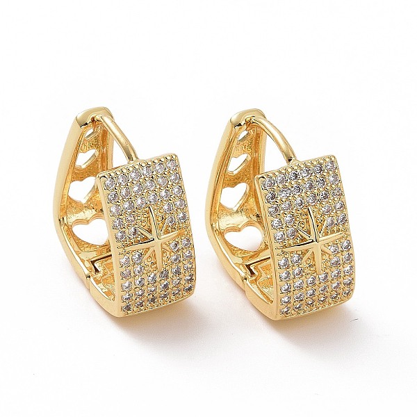 Aretes De Aro Trapezoidales Con Circonitas Cúbicas Transparentes Y Estrella