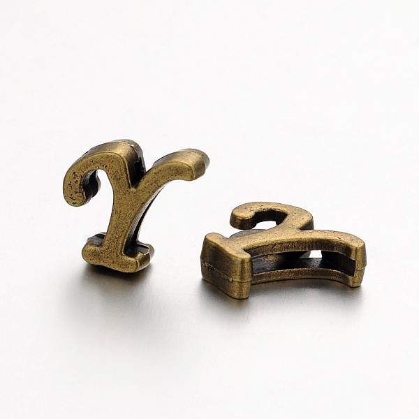 

PandaHall Tibetan Style Antique Bronze Plated Alloy Letter Slide Charms, Nickel Free, Letter.Y, 10~12x8~13x4mm, Hole: 2x8mm Alloy Letter Y
