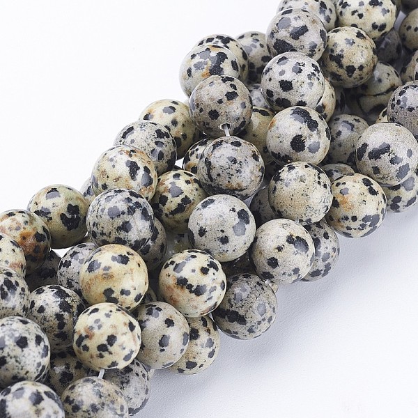 Chapelets de perles en jaspe dalmatien naturelle