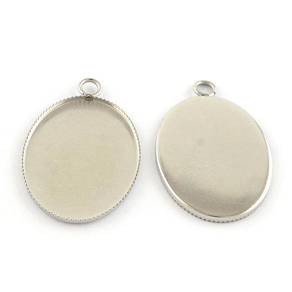 

PandaHall Pendant Cabochon Settings, Milled Edge Bezel Cups, 304 Stainless Steel, Oval, Stainless Steel Color, Tray: 25x18mm, 30x19x1.5mm...