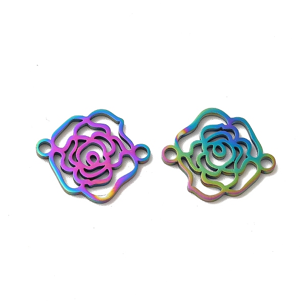 

PandaHall Ion Plating(IP) 304 Stainless Steel Connector Charms, Rose Links, Rainbow Color, 17.5x15x1.5mm, Hole: 1.8mm 304 Stainless Steel...