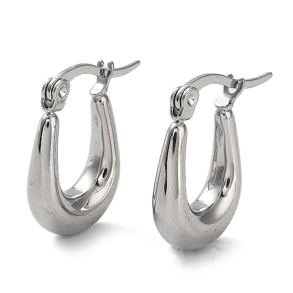 

PandaHall 304 Stainless Steel Oval Hoop Earrings for Women, Stainless Steel Color, 19x13x4.5mm 304 Stainless Steel Oval