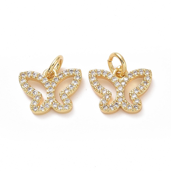 

PandaHall Brass Cubic Zirconia Charms, Hollow Butterfly Charm, Golden, 9.5x12x2mm, Hole: 3.5mm Brass+Cubic Zirconia Butterfly Clear