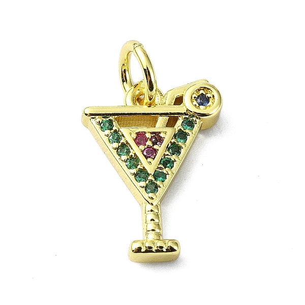 

PandaHall Brass Micro Pave Colorful Cubic Zirconia Pendants, with Jump Ring, Real 18K Gold Plated, Drink, 14x10x2.5mm, Hole: 3mm Brass+Cubic..., Multicolor