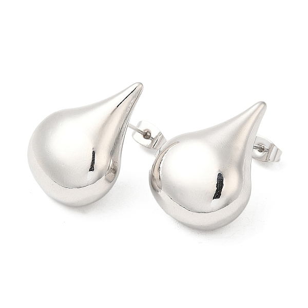 

PandaHall Brass Teardrop Stud Earrings, Platinum, 26x19.5mm Brass Teardrop