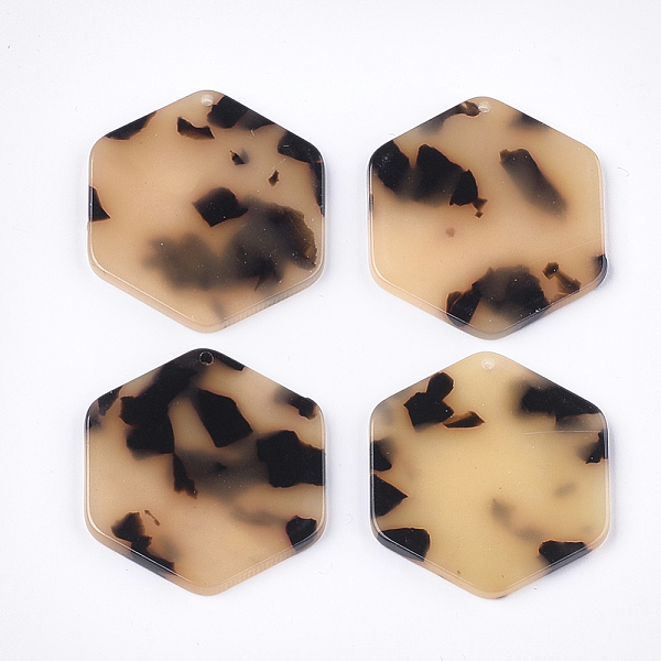 

PandaHall Cellulose Acetate(Resin) Pendants, Leopard Print, Hexagon, PapayaWhip, 33x29x3mm, Hole: 1.2mm Cellulose Acetate Hexagon Orange