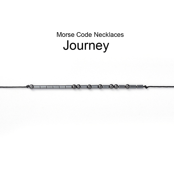 

PandaHall Adjustable Non-magnetic Synthetic Hematite Necklaces, with Brass Beads, Morse Code-journey, 31.1 inch(79cm) Non-magnetic Hematite