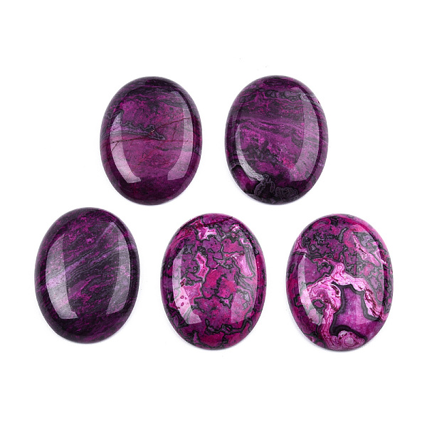

PandaHall Natural Ripple Jasper Cabochons, Dyed, Oval, Orchid, 40~41x30~30.5x6~7mm Other Jasper Oval Purple