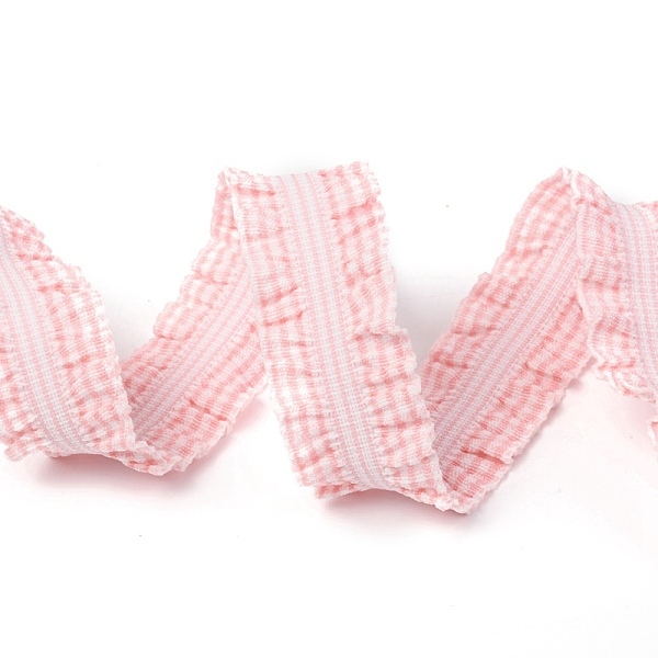 

PandaHall Lattice Double Ruffle Elastic Nylon Ribbon, Webbing Garment Sewing Accessories, Pink, 1 inch(24mm), about 50yards/roll...