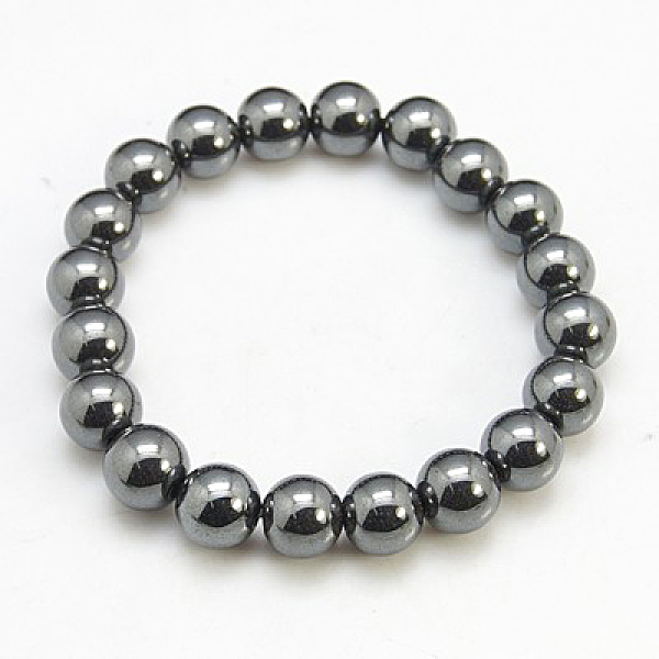 Non-Magnetic Synthetic Hematite Beaded Ball Bracelets