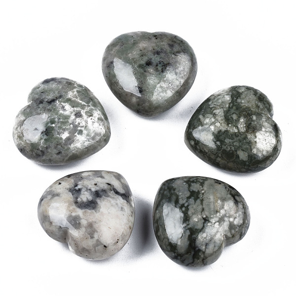 

PandaHall Natural Peace Jade Healing Stones, Heart Love Stones, Pocket Palm Stones for Reiki Balancing, 29~30x30~31x12~15mm Peace Jade Heart