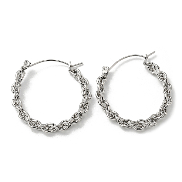 

PandaHall 304 Stainless Steel Hoop Earrings, Mesh Chains Shape, Stainless Steel Color, 30.5x4.5x29mm 304 Stainless Steel Braided