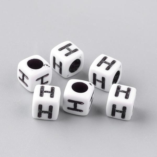 

PandaHall Opaque Acrylic Beads, Letter Style, Cube, Letter.H, 6x6x6mm, Hole: 3mm, about 3000pcs/500g Acrylic Letter H