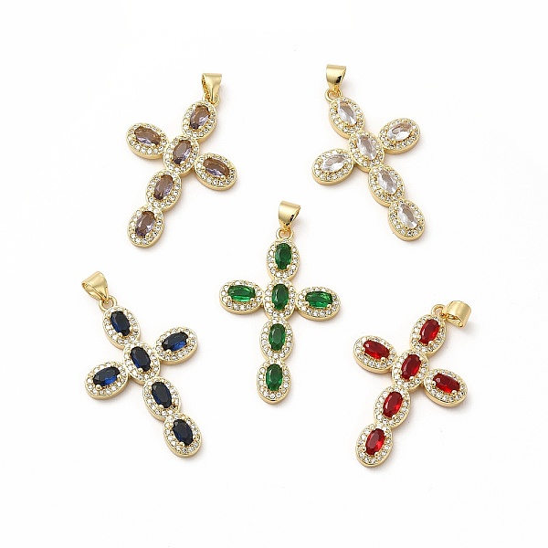 

PandaHall Rack Plating Brass Cubic Zirconia Pendants, Cadmium Free & Lead Free, Real 18K Gold Plated, Long-Lasting Plated, Religion Cross..., Multicolor