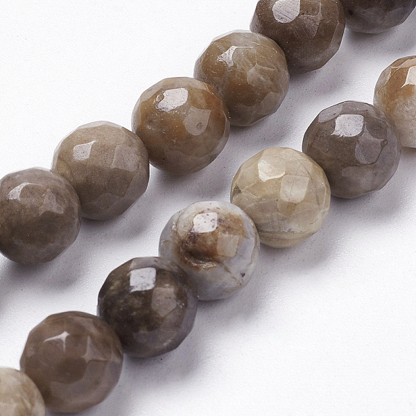 Chapelets de perles de feuille d'argent en jaspe naturel