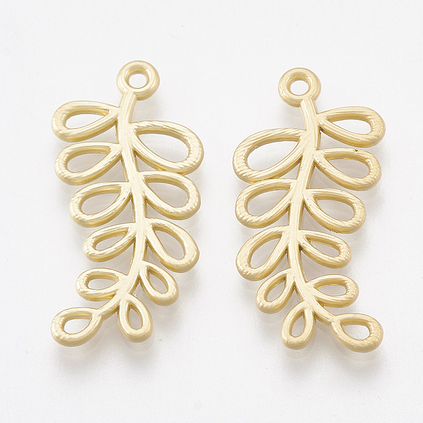 

PandaHall Smooth Surface Alloy Pendants, Leaf, Matte Gold Color, 24x11.5x1.5mm, Hole: 1.2mm Alloy Leaf