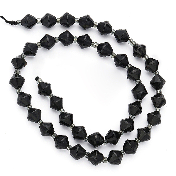 

PandaHall CHGCRAFT Natural Black Tourmaline Beads Strands, Faceted, Bicone, 8x8mm, Hole: 1mm, about 40pcs/strand, 15.24 inch(38.7cm), 1...