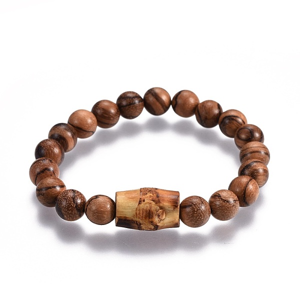

PandaHall Men's Wood Beads Stretch Bracelets, with Natural Bodhi Beads, 2-1/4 inch(5.7cm) Wood