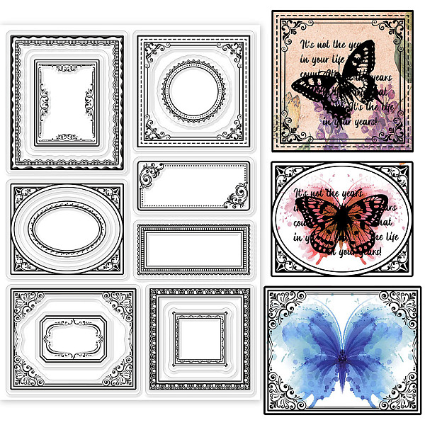 

PandaHall GLOBLELAND Vintage Label Clear Stamps Classical Lace Frame Silicone Clear Stamp Photo Frame Seals for DIY Scrapbooking Journals...