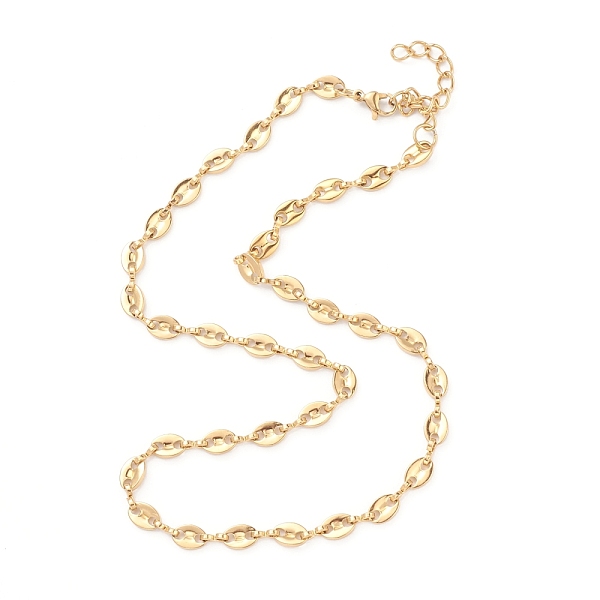 PandaHall Vacuum Plating 304 Stainless Steel Coffee Bean Chain Necklaces, with Lobster Claw Clasps, Golden, 16.3 inch(41.4cm) 304 Stainless...