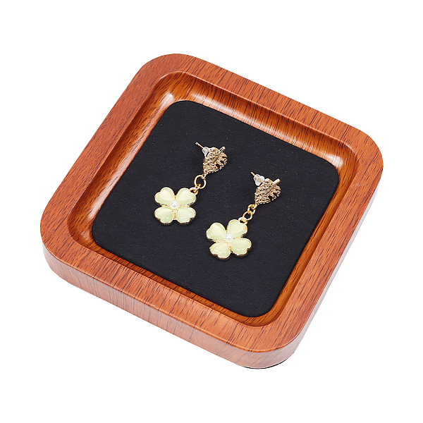 

PandaHall GOMAKERER 1 Pc Wood Jewelry Display Tray, Black Small Jewelry Tray with Fabric Mat Decorative Trinket Dish for Earring Necklace...