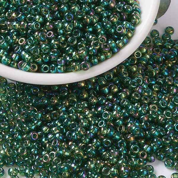 

PandaHall MIYUKI Round Rocailles Beads, Japanese Seed Beads, (RR288) Transparent Olive Green AB, 8/0, 3mm, Hole: 1mm, about...