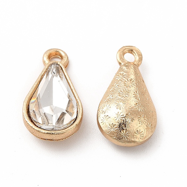 

PandaHall Faceted Glass Rhinestone Pendants, with Golden Zinc Alloy Setting, Teardrop Charm, Crystal, 18x9.5x5.5mm, Hole: 1.5mm Alloy+Glass..., Clear