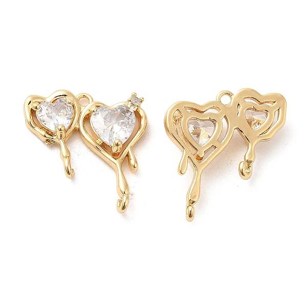 

PandaHall Brass Chandelier Components Links, with Clear Glass & Open Loop, Double Melting Heart Connector, Real 18K Gold Plated, 19x17x5mm...
