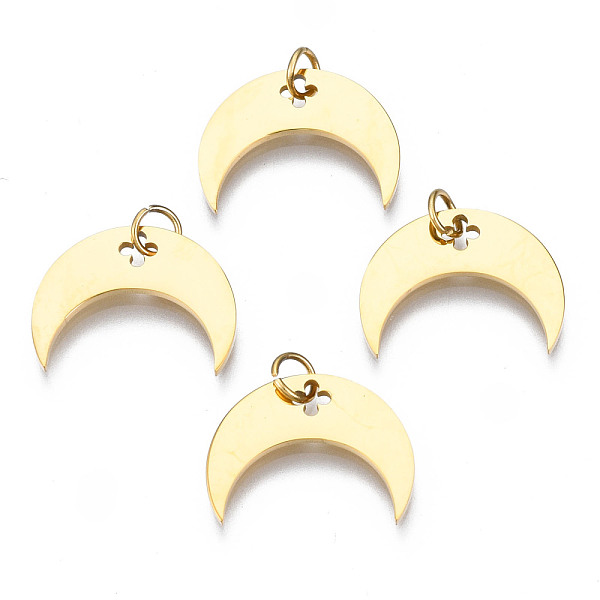 

PandaHall 316 Surgical Stainless Steel Charms, with Jump Rings, Moon, Real 14K Gold Plated, 11.5x15x1mm, Jump Ring: 4mm in diameter, 0.5mm...