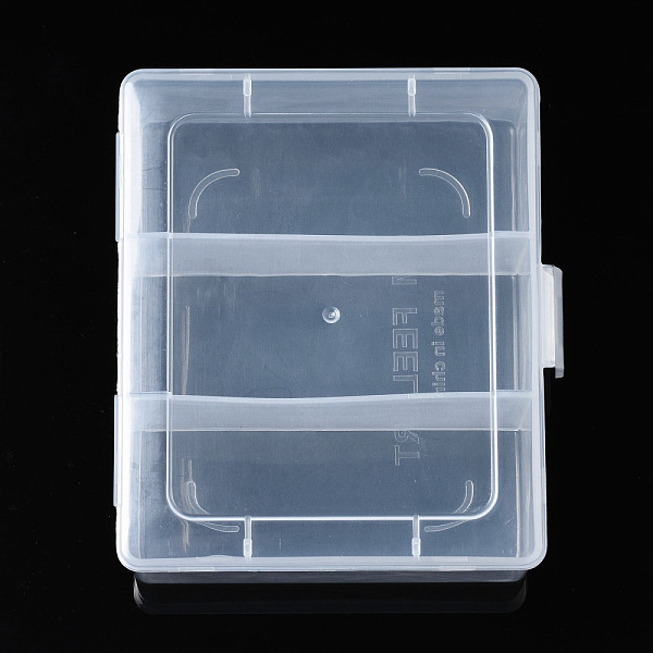 PandaHall Rectangle Polypropylene(PP) Bead Storage Containers, with Hinged Lid and 3 Grids, for Jewelry Small Accessories, Clear...