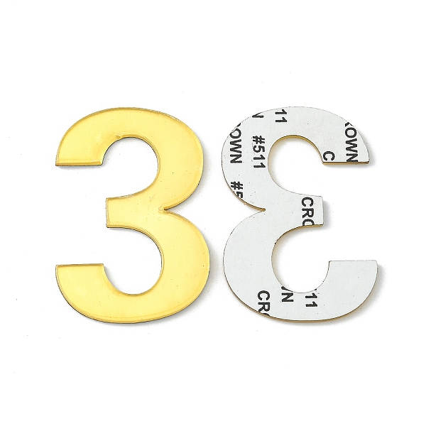 

PandaHall Acrylic Mirror Wall Stickers, with Adhesive Back, Number, Gold, Num.3, 48mm Acrylic Number Gold
