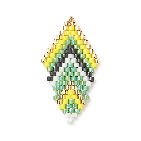 

PandaHall Handmade Japanese Seed Beads, Loom Pattern, Leaf, Green, 31x17x2mm Glass Leaf Green