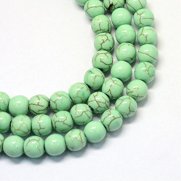 

PandaHall Synthetic Turquoise Beads Strands, Round, Dyed, Medium Aquamarine, 4.5~5x4~4.5mm, Hole: 1mm, about 92pcs/strand, 15.7 inch..., Green