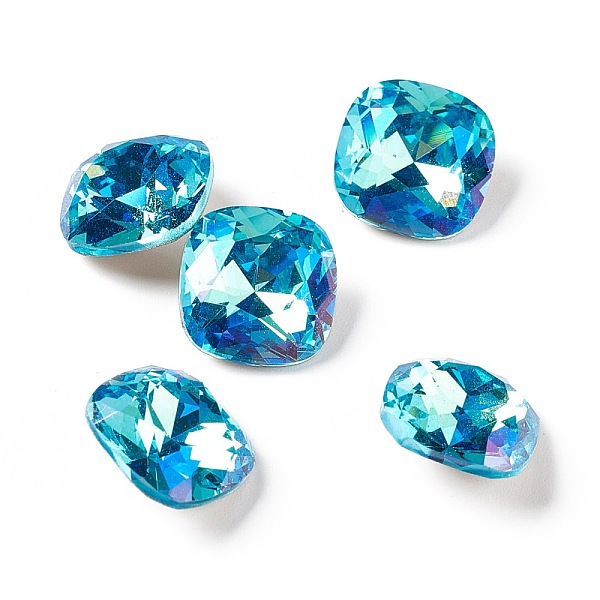 

PandaHall Glass Rhinestone Cabochons, Pointed Back & Back Plated, Square, Mixed Color, 10x10x6mm Glass Rhinestone Square Multicolor