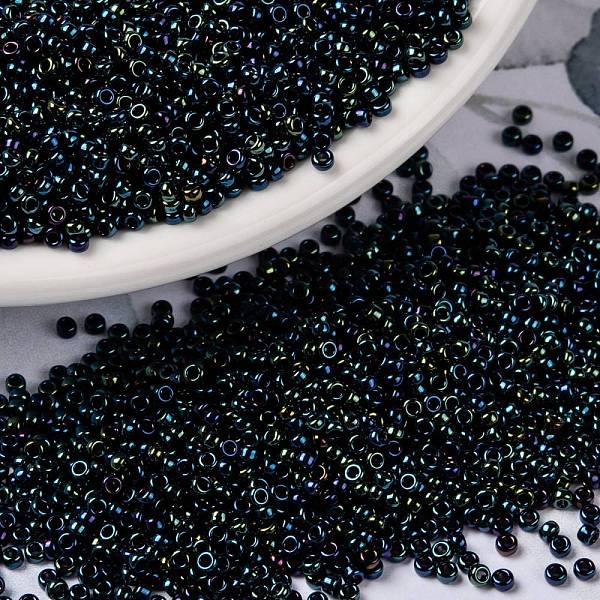 

PandaHall MIYUKI Round Rocailles Beads, Japanese Seed Beads, 15/0, (RR452) Metallic Dark Blue Iris, 1.5mm, Hole: 0.7mm, about 5555pcs/10g...