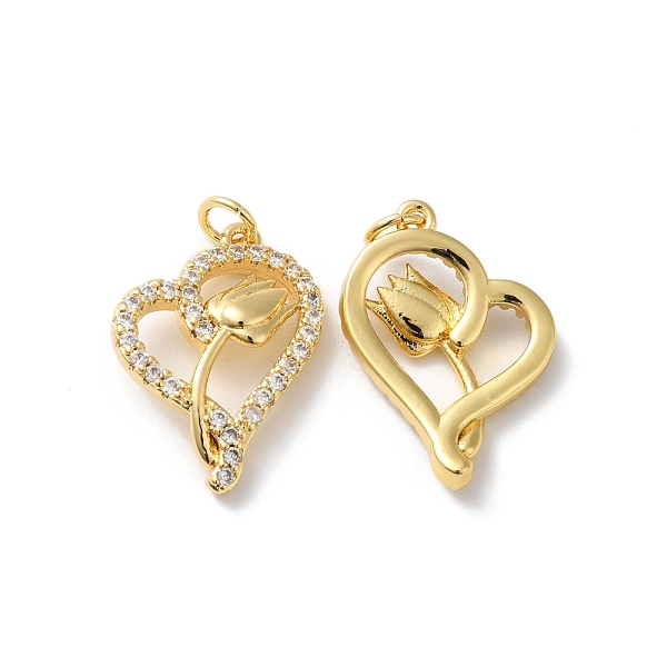 

PandaHall Rack Plating Brass Cubic Zirconia Pendants, with Jump Ring, Lead Free & Cadmium Free, Long-Lasting Real 18K Gold Plated, Heart..., Clear
