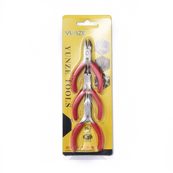 

PandaHall 45# Carbon Steel Jewelry Tool Sets: Round Nose Plier, Side Cutting Plier and Long Chain Nose Plier, Red, 22.5x8x1.5cm, 3pcs/set...