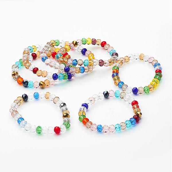 

PandaHall Faceted Glass Stretch Bracelets, Abacus, Mixed Color, 1-7/8 inch~2 inch(48~50mm) Glass Multicolor