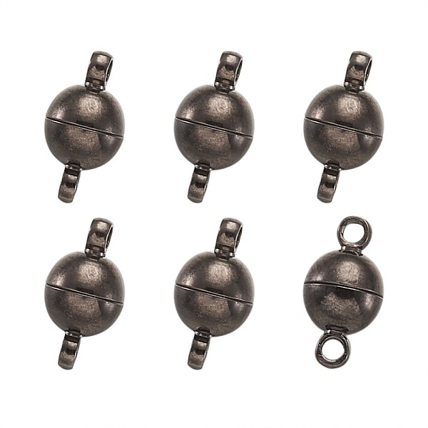 

PandaHall Brass Magnetic Clasps, Round, Gunmetal, 11.5x6mm, Hole: 1.2mm Brass Round
