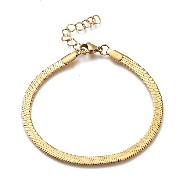 

PandaHall Unisex 304 Stainless Steel Herringbone Chain Bracelets, with Lobster Claw Clasps, Golden, 7 inch(17.9cm), 4.3mm 304 Stainless...