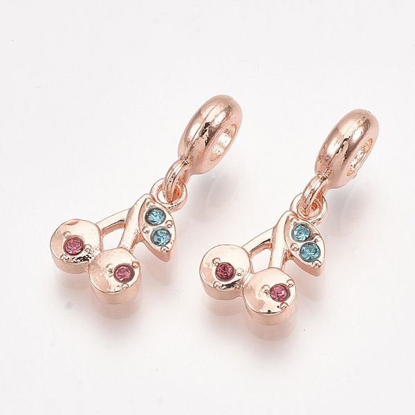 

PandaHall Alloy European Dangle Charms, with Rhinestone, Large Hole Pendants, Cherry, Rose Gold, 25mm, Hole: 4mm Alloy+Rhinestone Cherry..., Multicolor