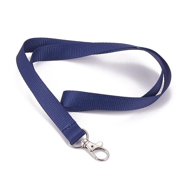 

PandaHall Polyester Ribbon Neck Strap Card Holder, Badge Holder Lanyard, with Iron Lobster Claw Clasps, Platinum, Marine Blue, 410x15mm...