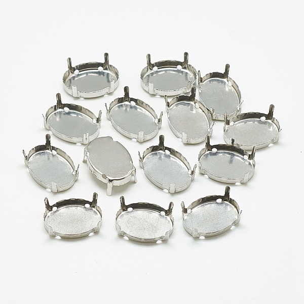 

PandaHall 201 Stainless Steel Sew on Prong Settings, Claw Settings for Pointed Back Rhinestone, Oval, Stainless Steel Color, Tray: 9x7mm...