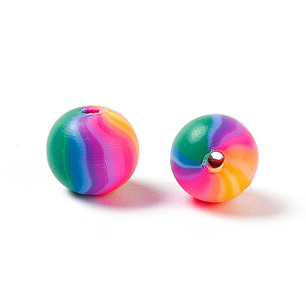

PandaHall Handmade Polymer Clay Beads, Round, Colorful, 8mm, Hole: 2mm Polymer Clay Round