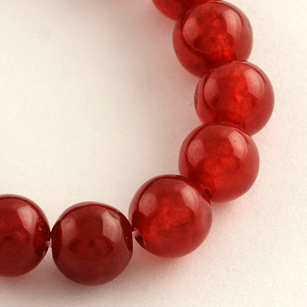 

PandaHall Dyed Natural White Jade Round Bead Strands, Dark Red, 8mm, Hole: 1mm, about 48pcs/strand, 14.9 inch White Jade Round Red