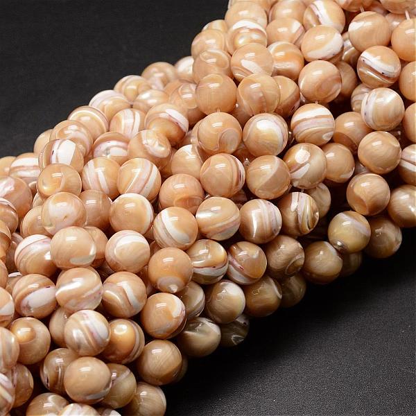 

PandaHall Natural Sea Shell Beads Strands, Round, Light Salmon, 10mm, Hole: 1mm, about 40pcs/strand, 15.75 inch Other Sea Shell Round Red
