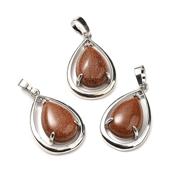 

PandaHall Synthetic Goldstone Pendants, Teardorp Charms, with Rack Plating Platinum Tone Brass Findings, Cadmium Free & Lead Free...