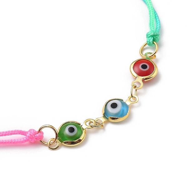 

PandaHall Adjustable Link Bracelets, with Nylon Thread and Evil Eye Brass Lampwork Links, Mixed Color, Inner Diameter: 2-3/4 inch(7cm) Nylon..., Multicolor