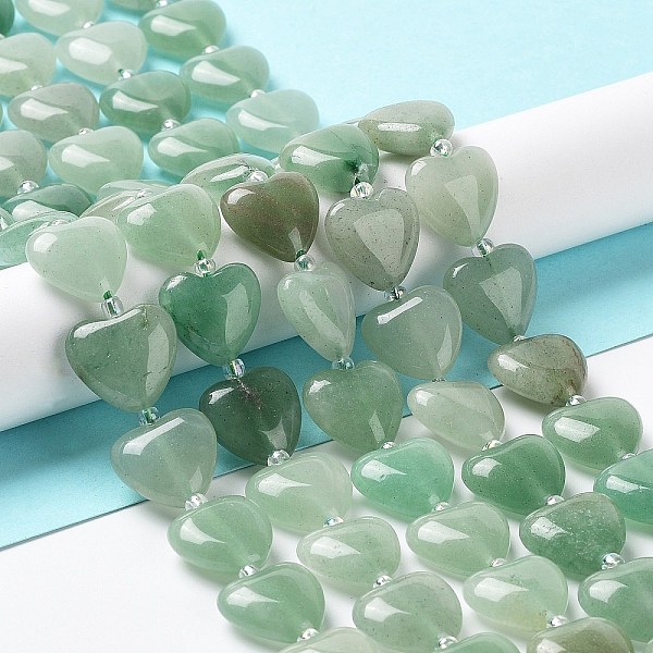 

PandaHall Natural Green Aventurine Beads Strands, with Seed Beads, Heart, 14~15x15x6~6.5mm, Hole: 1.4mm, about 23~24pcs/strand, 14.57''...